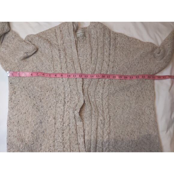 Urban Outfitters Womens XS Cable Knit Cardigan Open Front Oatmeal Beige Cotton - Picture 7 of 8